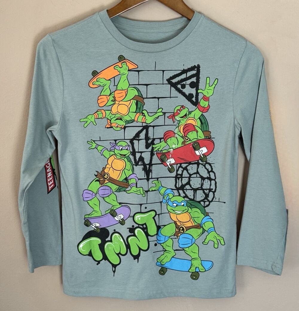 Teenage Mutant Ninja Turtles Boys Large Long Sleeve Shirt Gray
